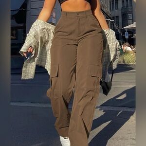 Women’s Brown High Rise Cargo Pants